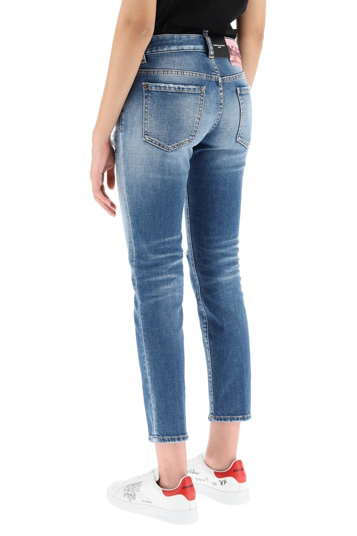 MEDIUM BROKEN WASH JENNIFER CROPPED JEANS - 4