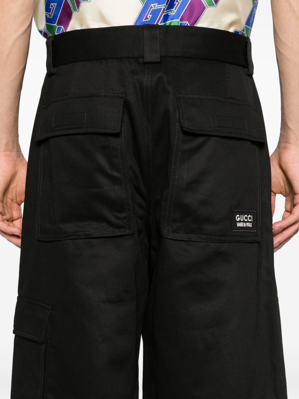 logo-patch cotton cargo trousers - 5