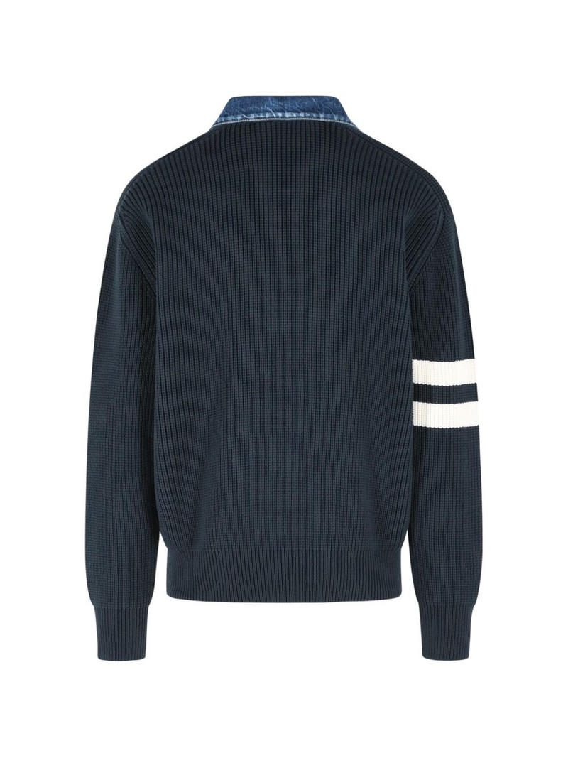 DSQUARED2 denim-collar ribbed cardigan outlook