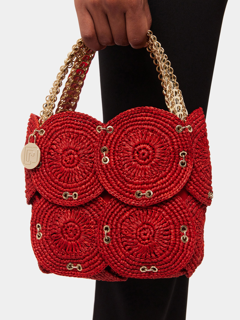 SMALL RED HANDBAG IN RAFFIA 4