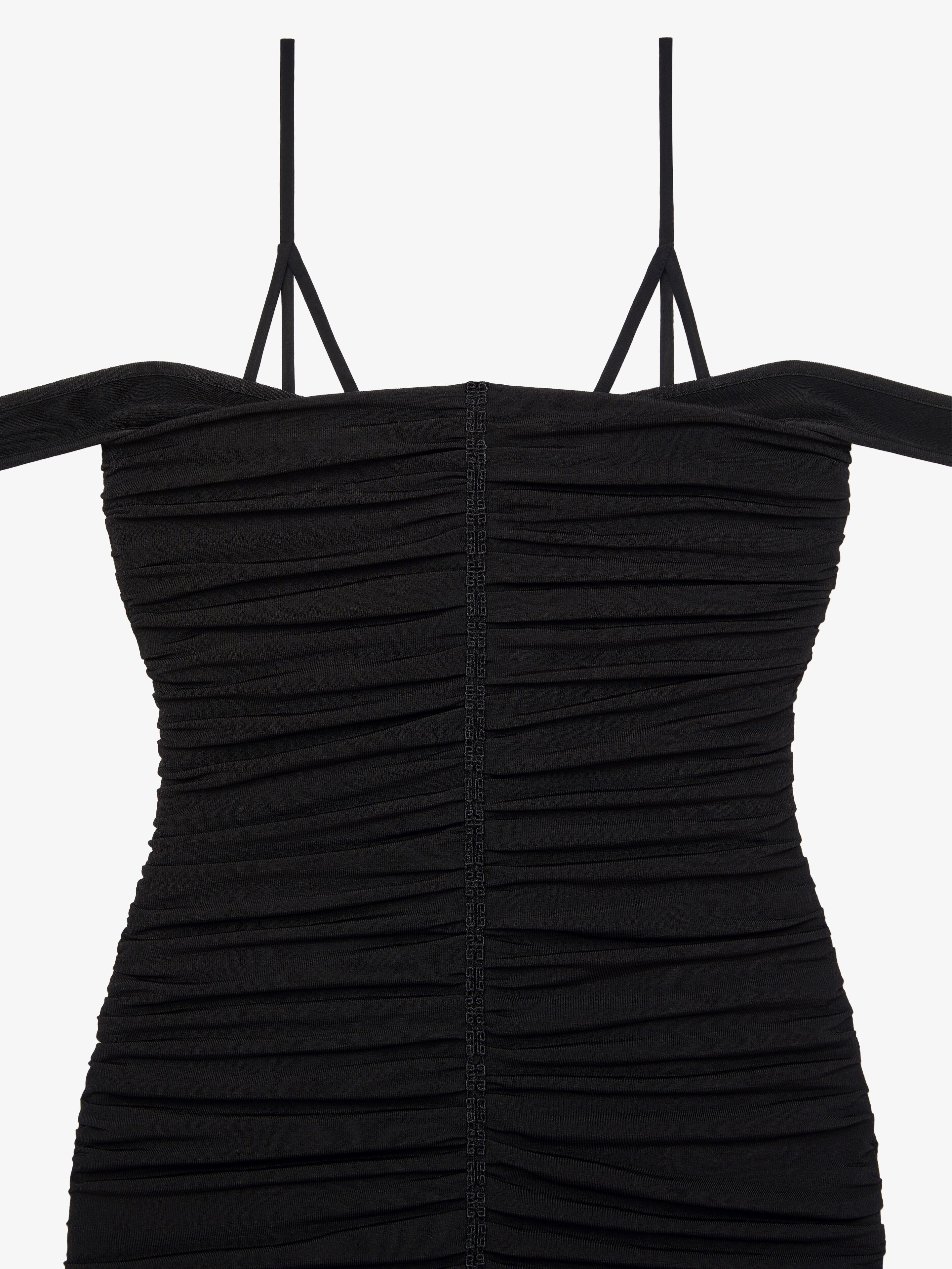 RUCHED OFF-SHOULDER DRESS WITH TANK TOP STRAPS - 5