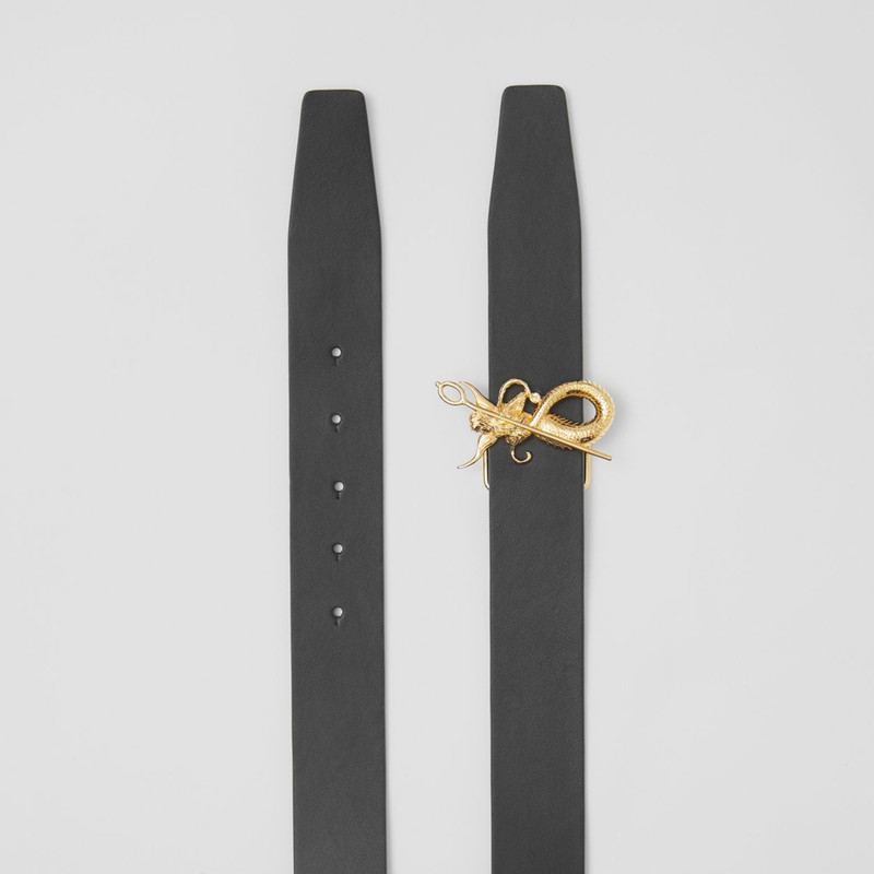 Reversible Mythical Alphabet Motif Leather Belt 7