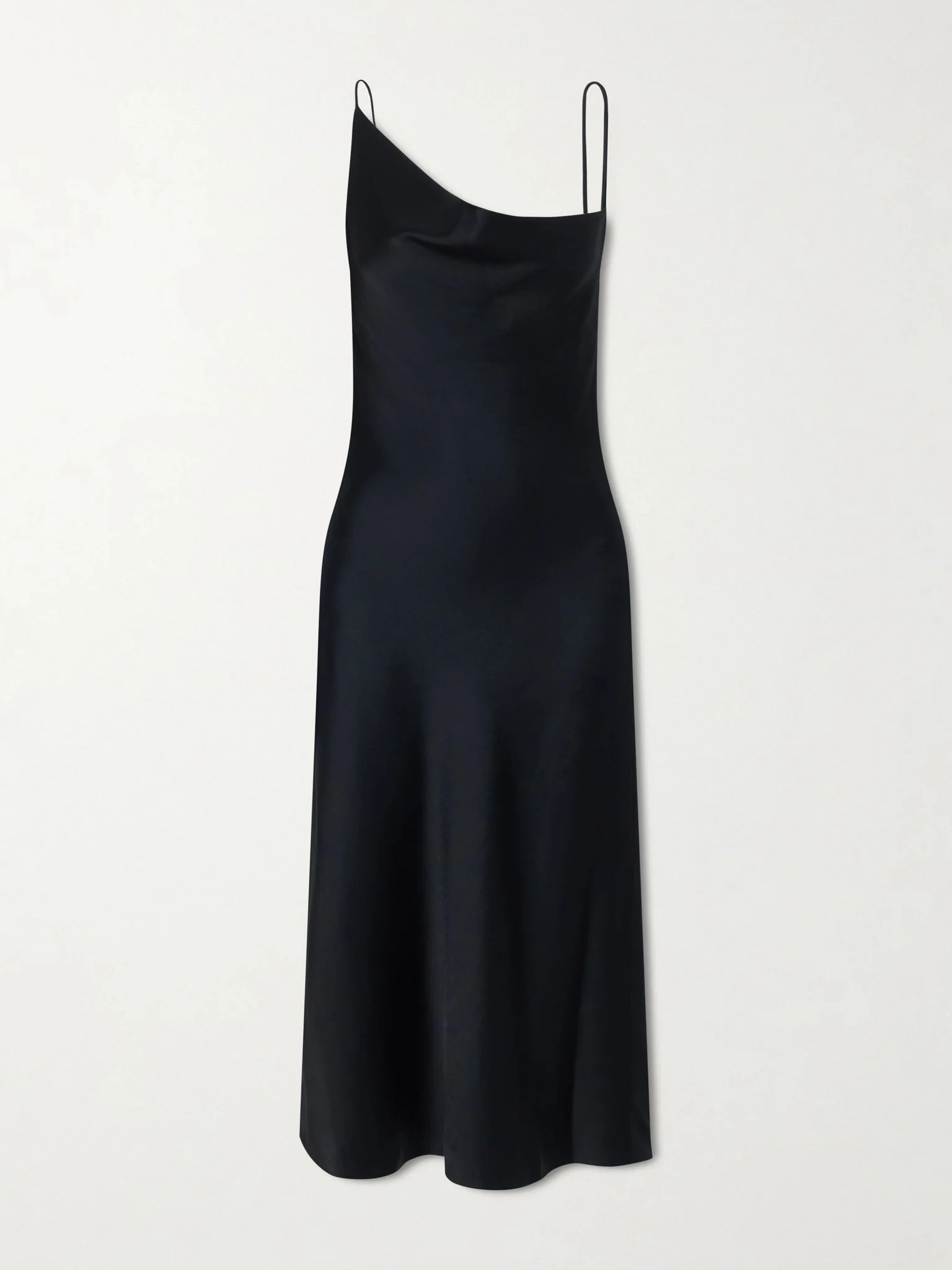 Asymmetric satin midi dress Black - 1
