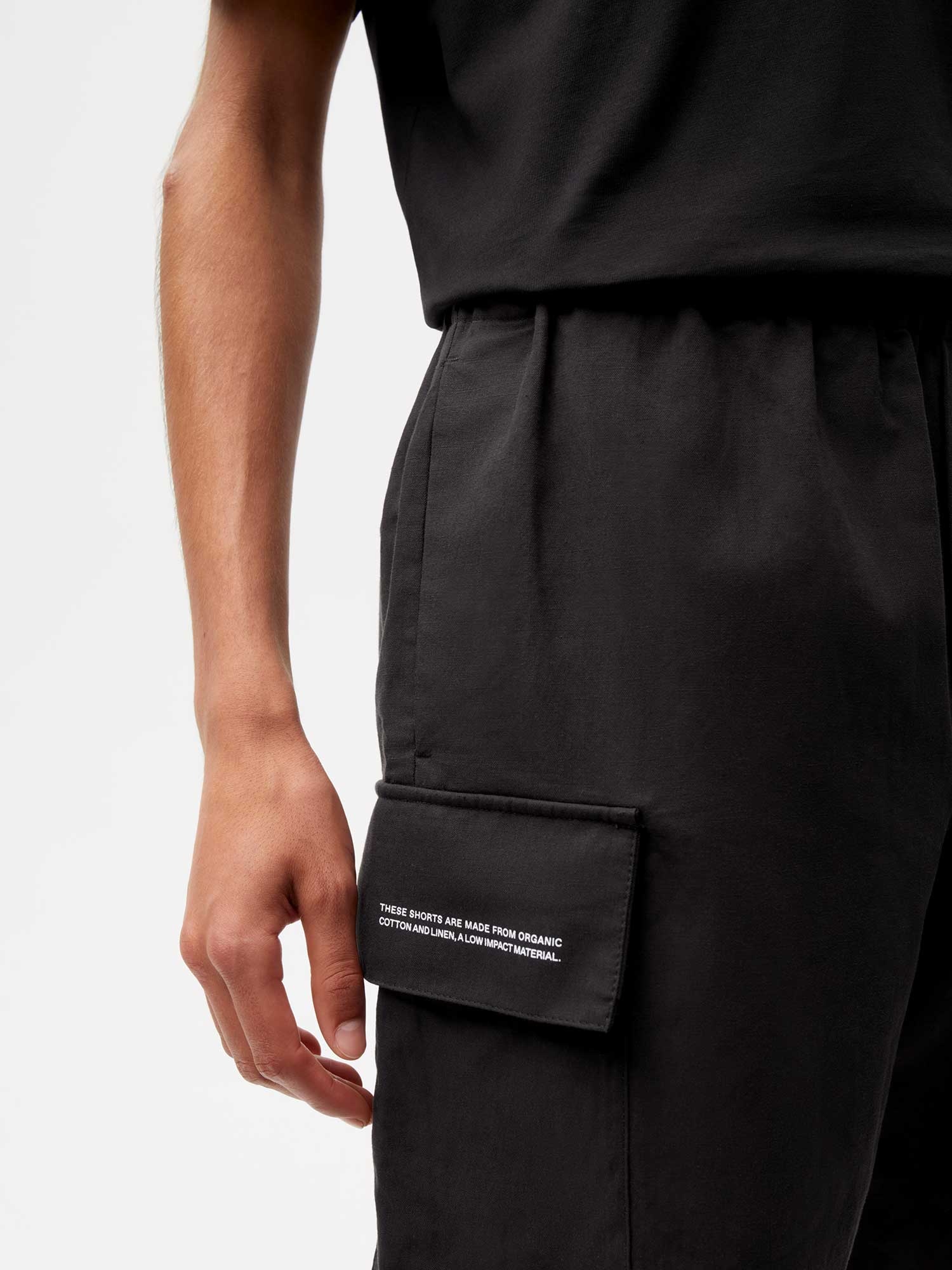 Mens Organic Cotton Blend Cargo Shorts - Black - 3
