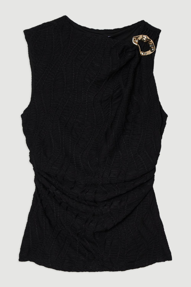 Textured Trim Detail Sleeveless Jersey Top 4