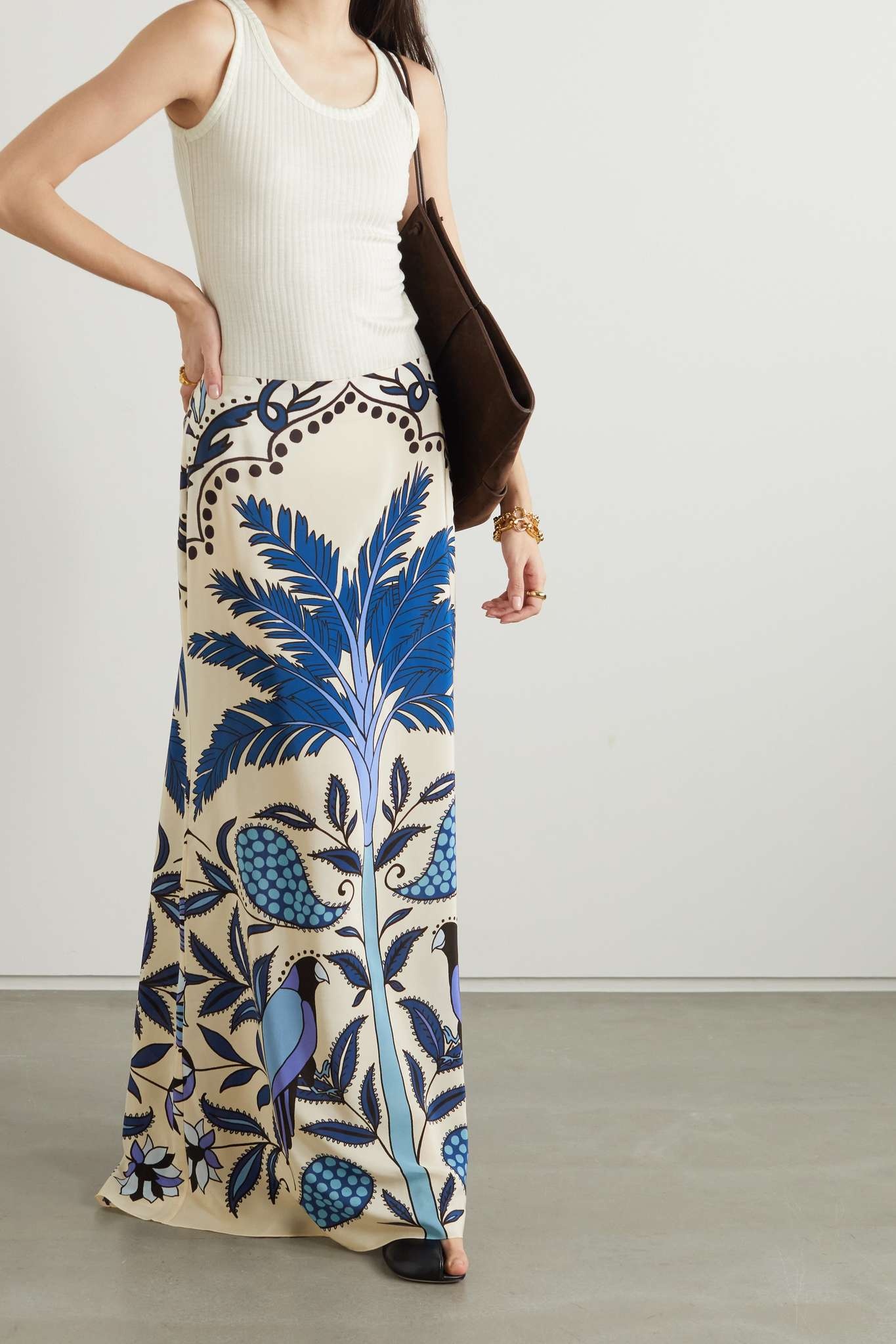 + NET SUSTAIN Cumbia Sobre El Mar printed silk crepe de chine maxi skirt - 2