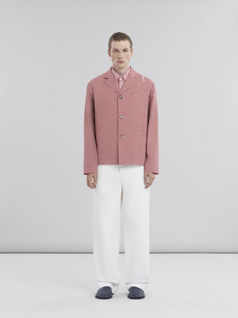 Marni RED AND WHITE GINGHAM WOOL JACKET outlook