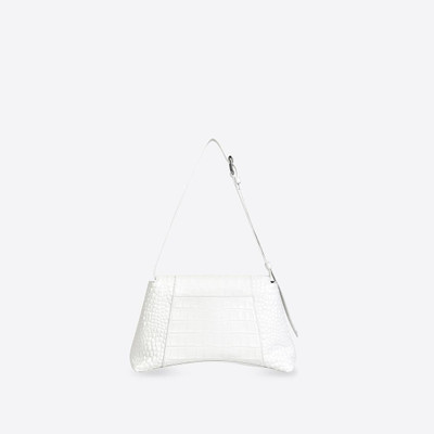 BALENCIAGA Women's Downtown Small Shoulder Bag Crocodile Embossed in White outlook