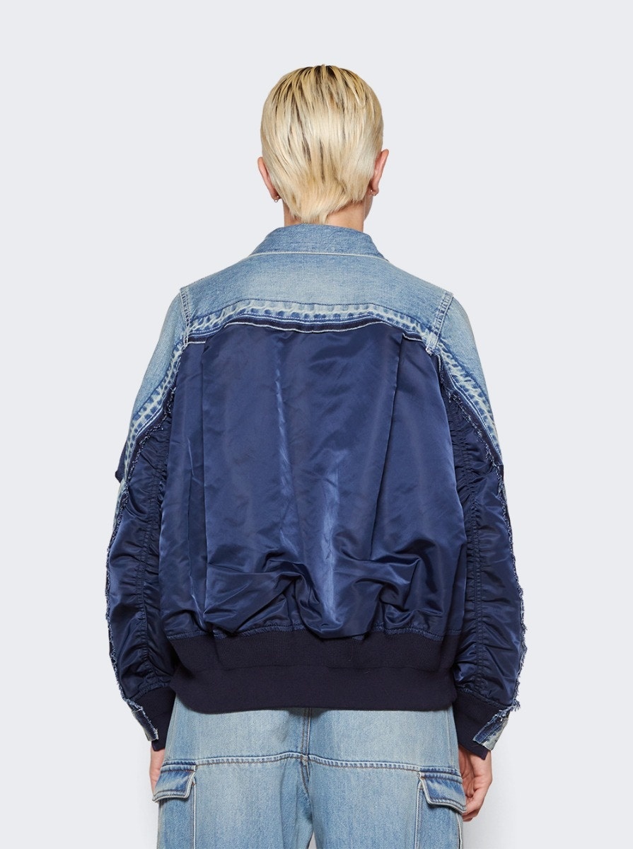 Denim And Nylon Twill Jacket Blue - 9