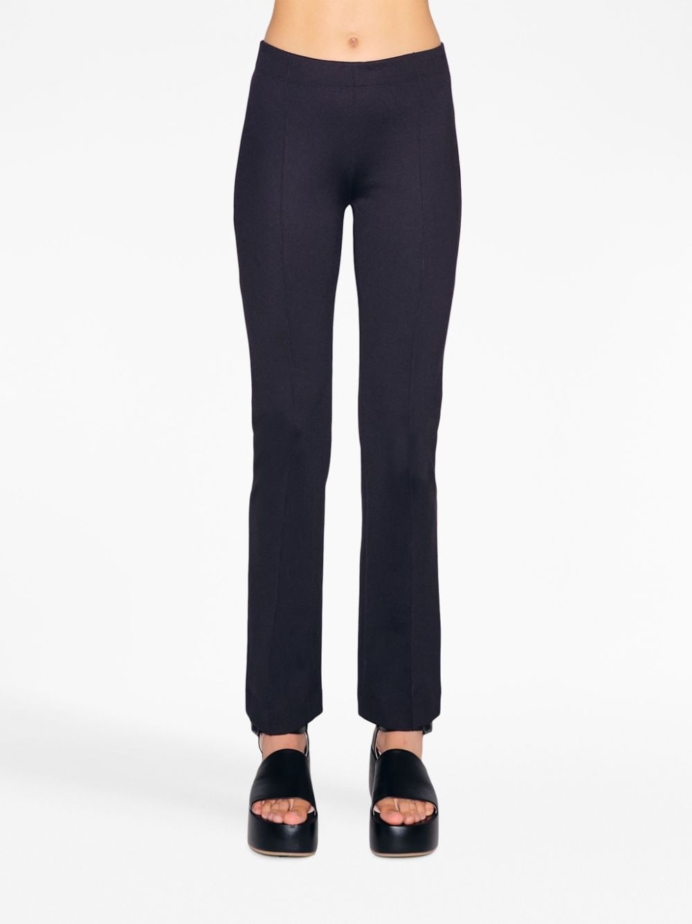 elasticated-waistband straight-leg trousers - 5