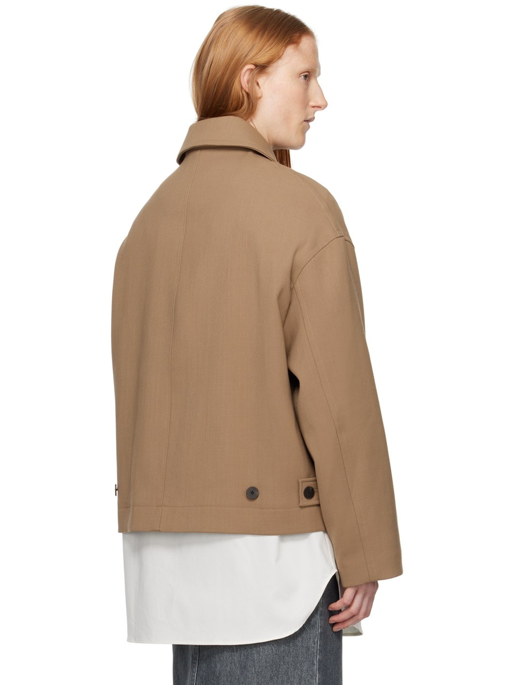 Beige Button Tab Jacket - 3