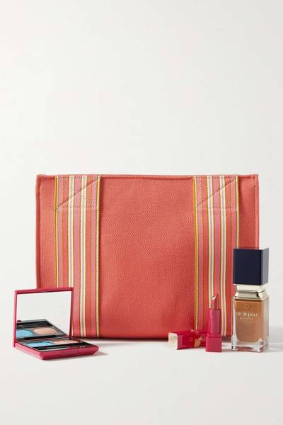 Loro Piana Striped canvas cosmetics case outlook