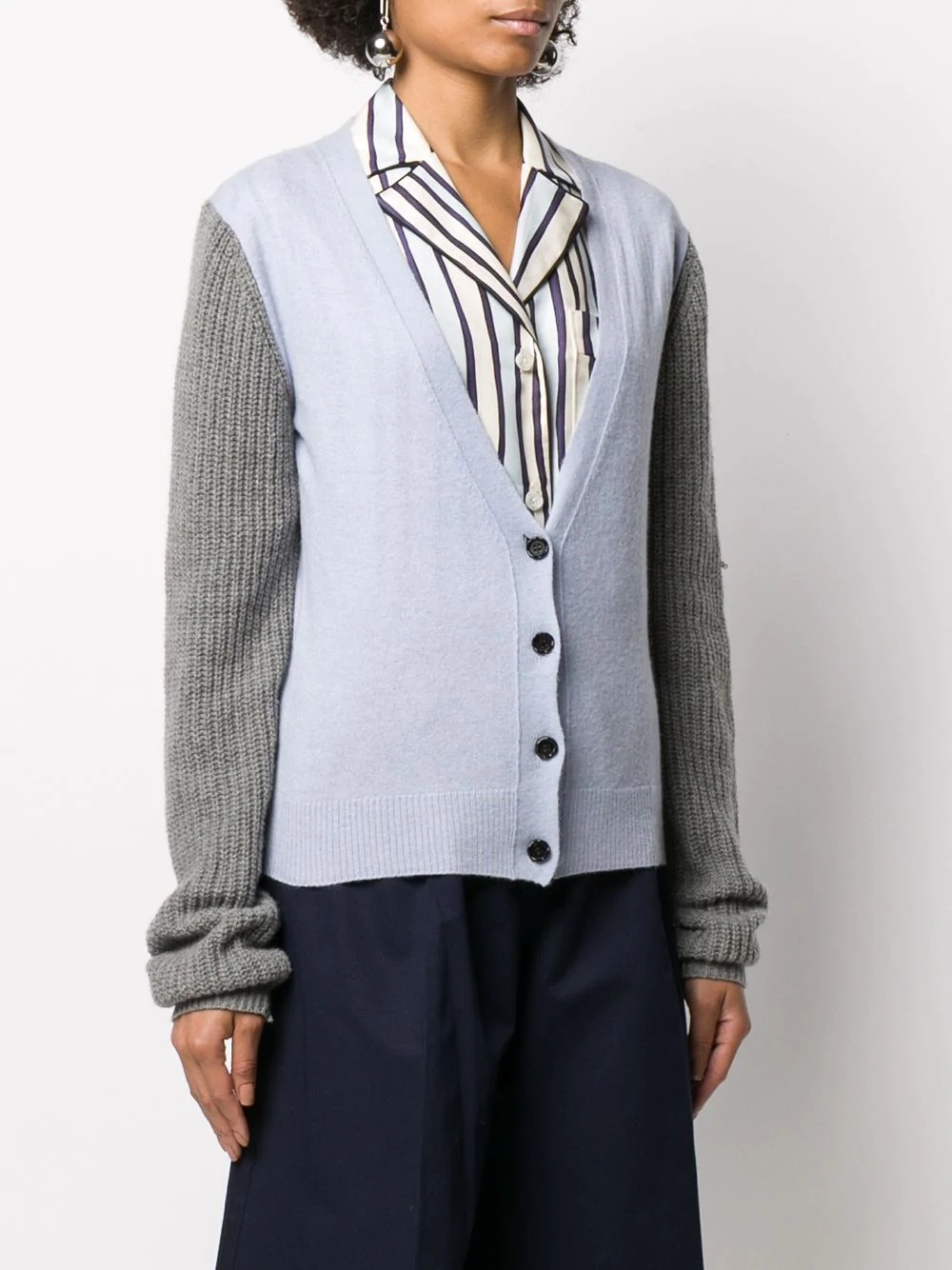 contrast sleeve cardigan - 3