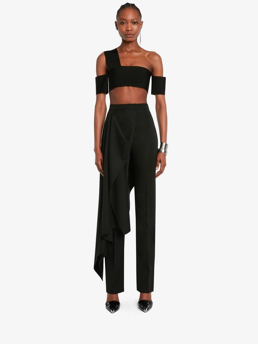 Barathea Draped Trousers in Black - 2