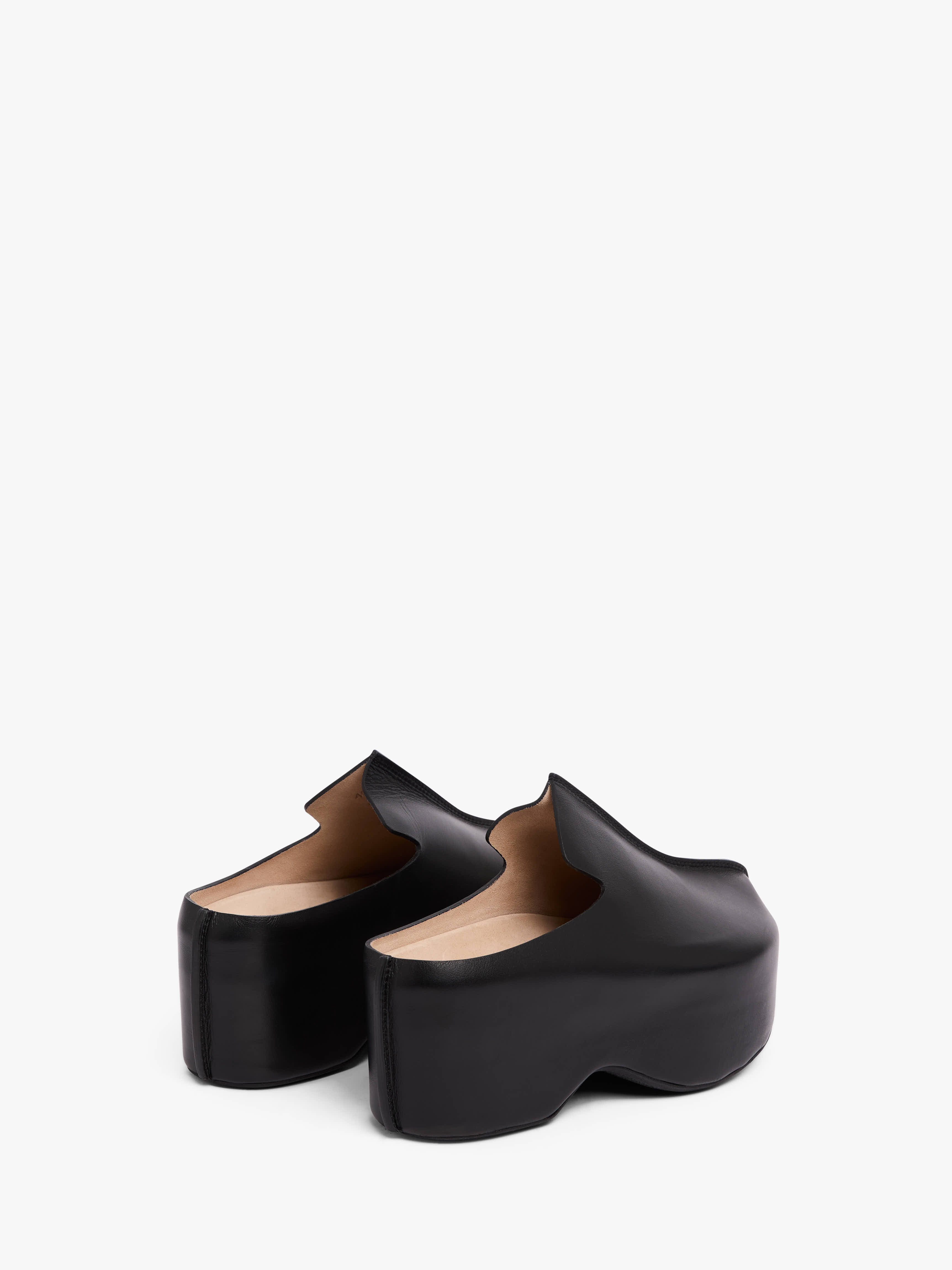 PLATFORM CLOG - HEELED LEATHER MULES - 3