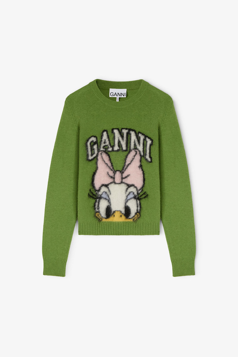 DAISY DUCK GREEN BRUSHED WOOL SWEATER 1