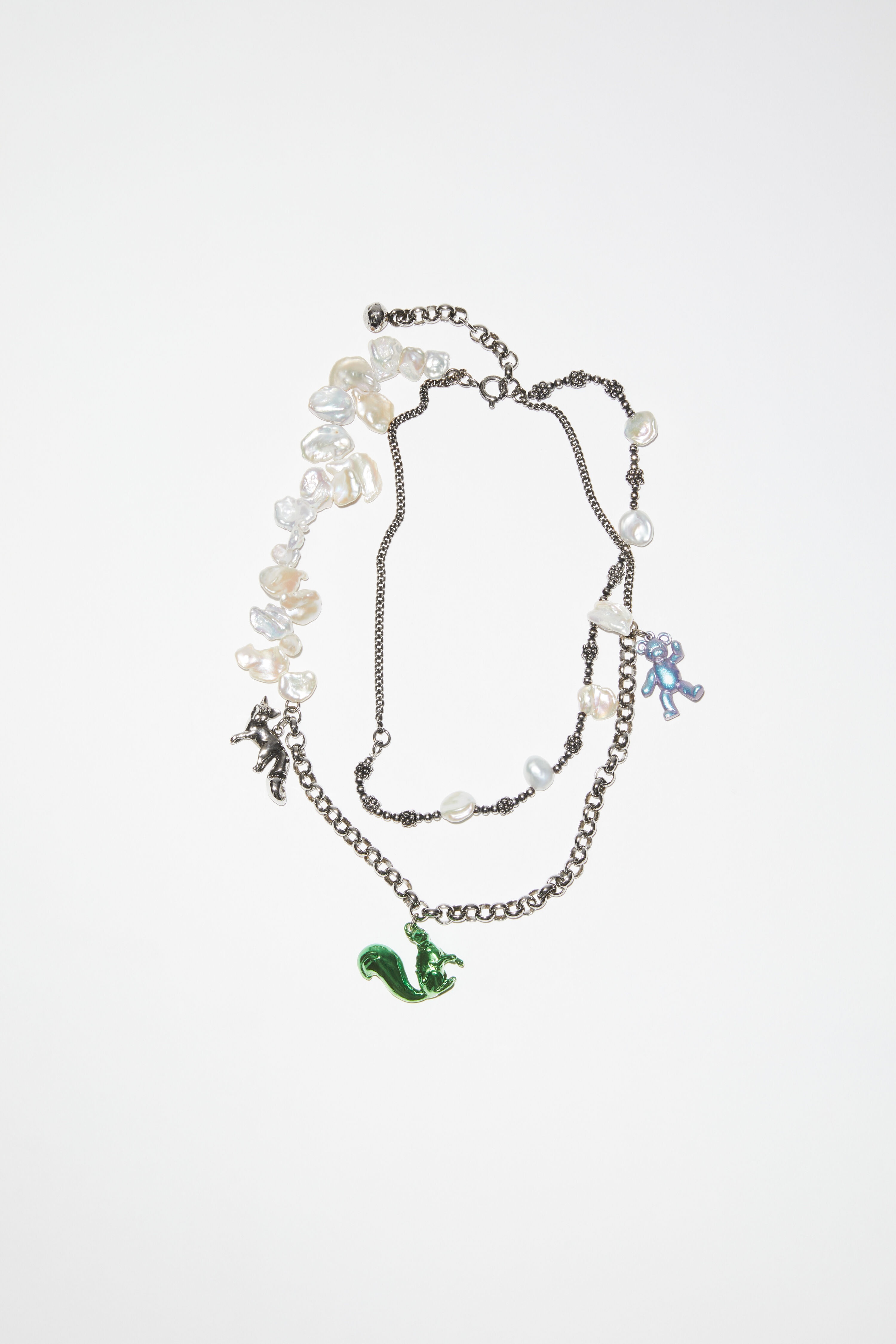 Multi charm necklace - Antique Silver - 1