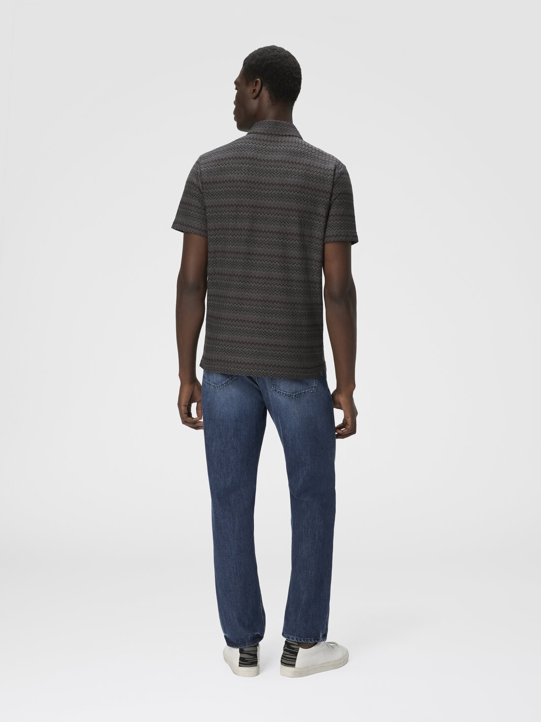 Short Sleeve Cotton Polo with Zigzag Pattern - 3