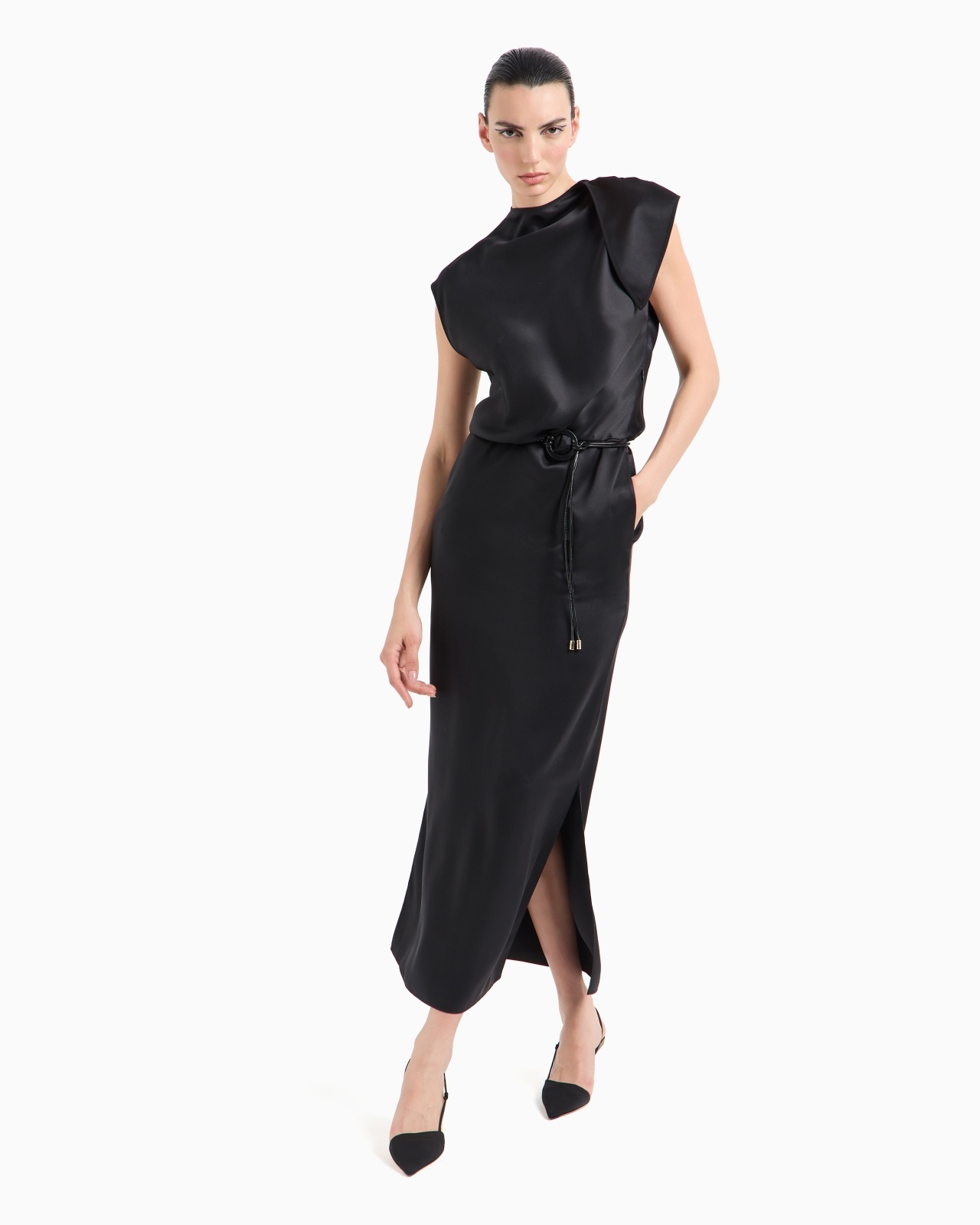 DOUBLE-FACED SILK-SATIN LONG DRESS - 2