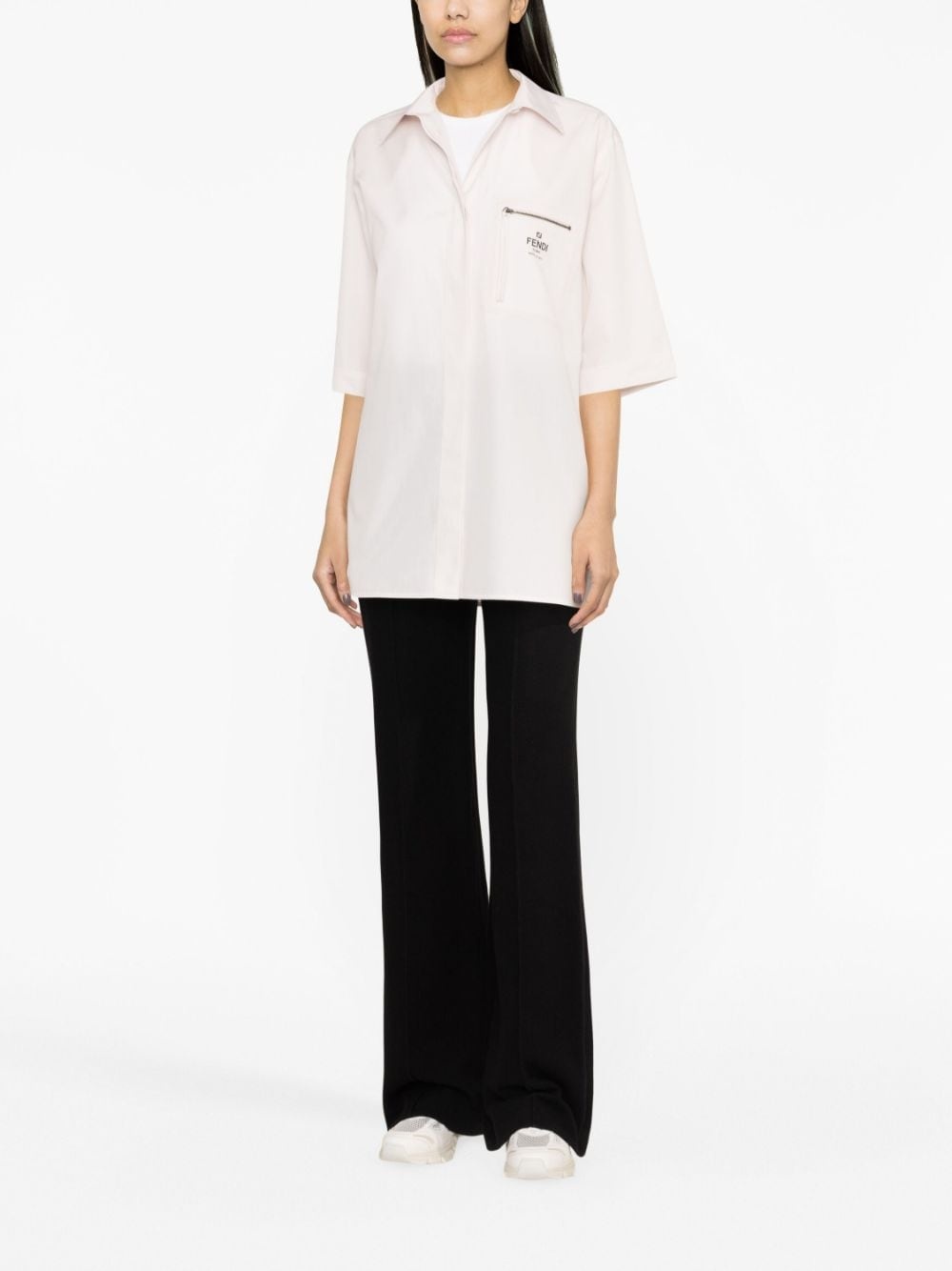 logo-print cotton shirt - 3