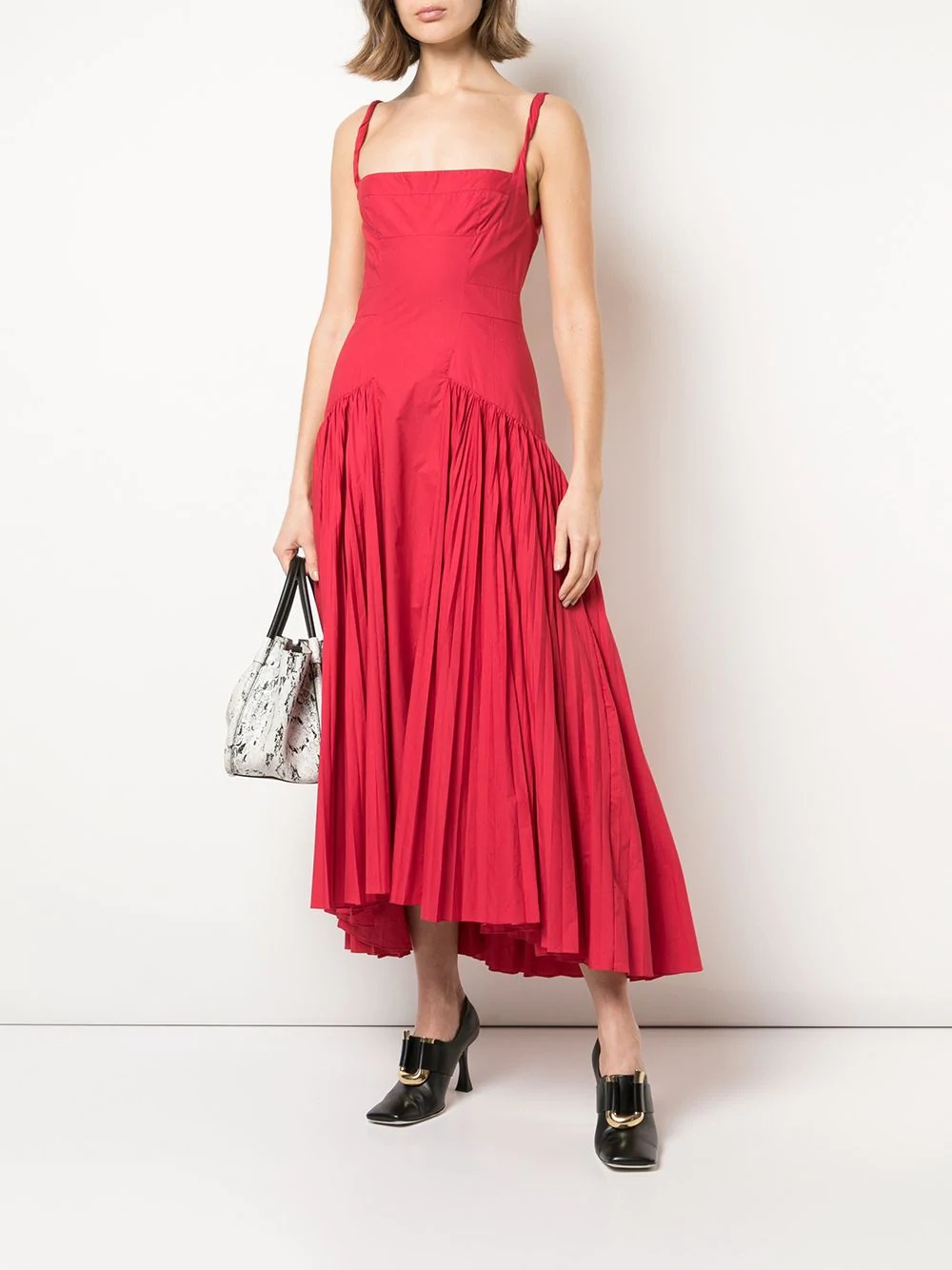 pleated poplin maxi dress - 2