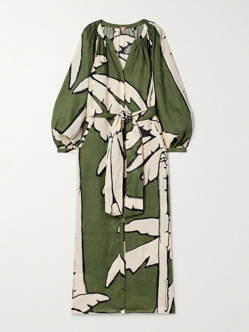 Weaving Weves Belted Printed Linen Maxi Dress - 1