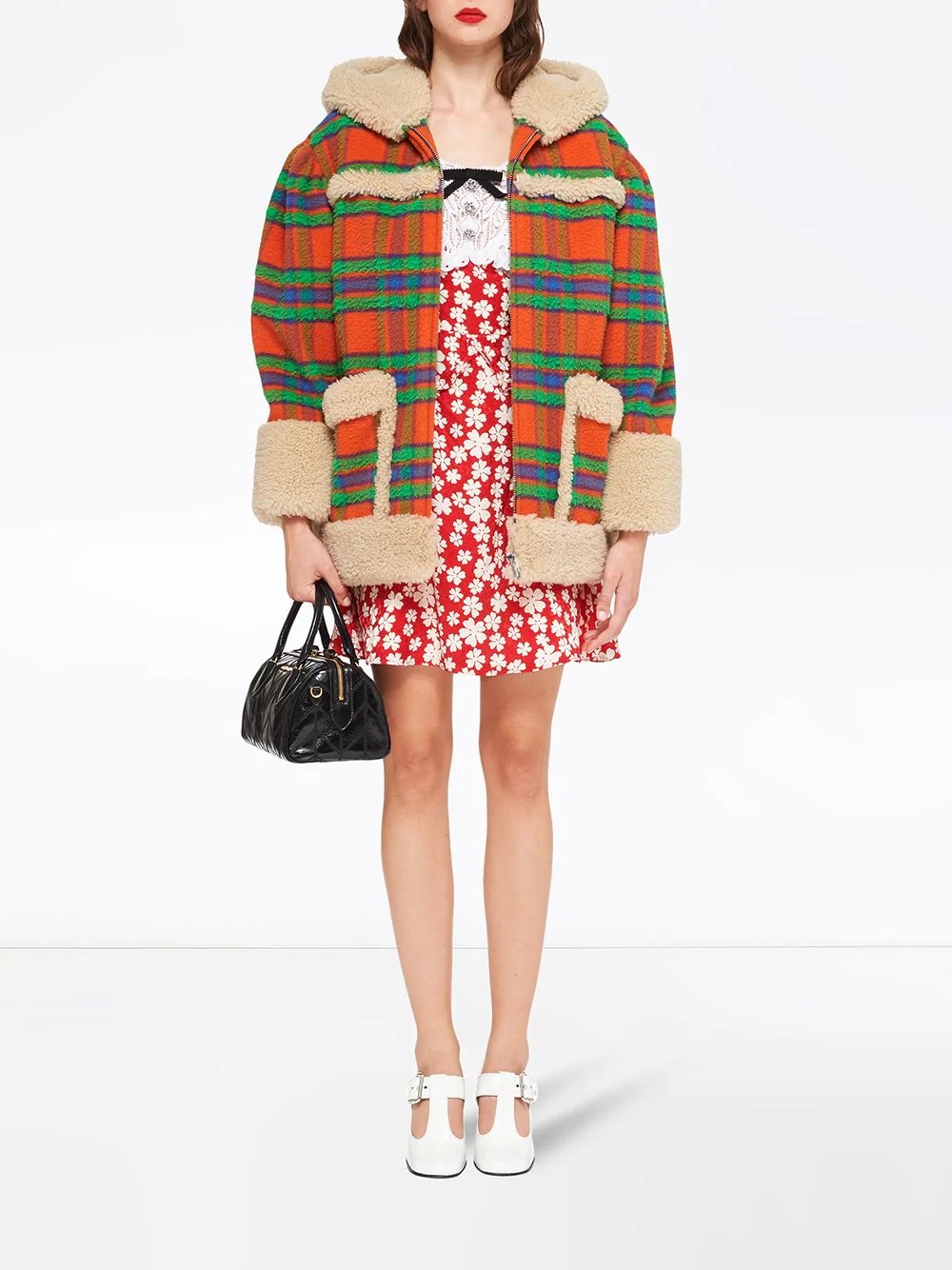 plaid Casentino shearling jacket - 2