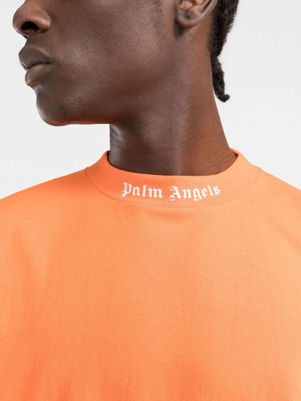mock neck logo T-shirt - 7