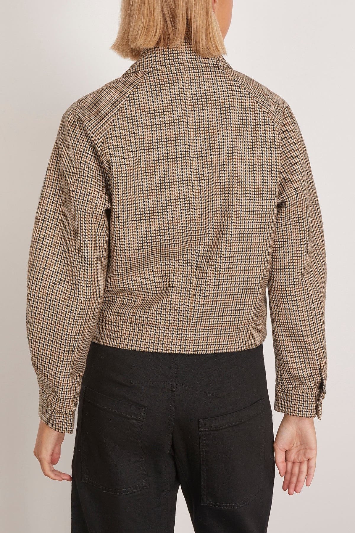 Tailored Checked Wool Zip Jacket in Houndstooth Check - 4