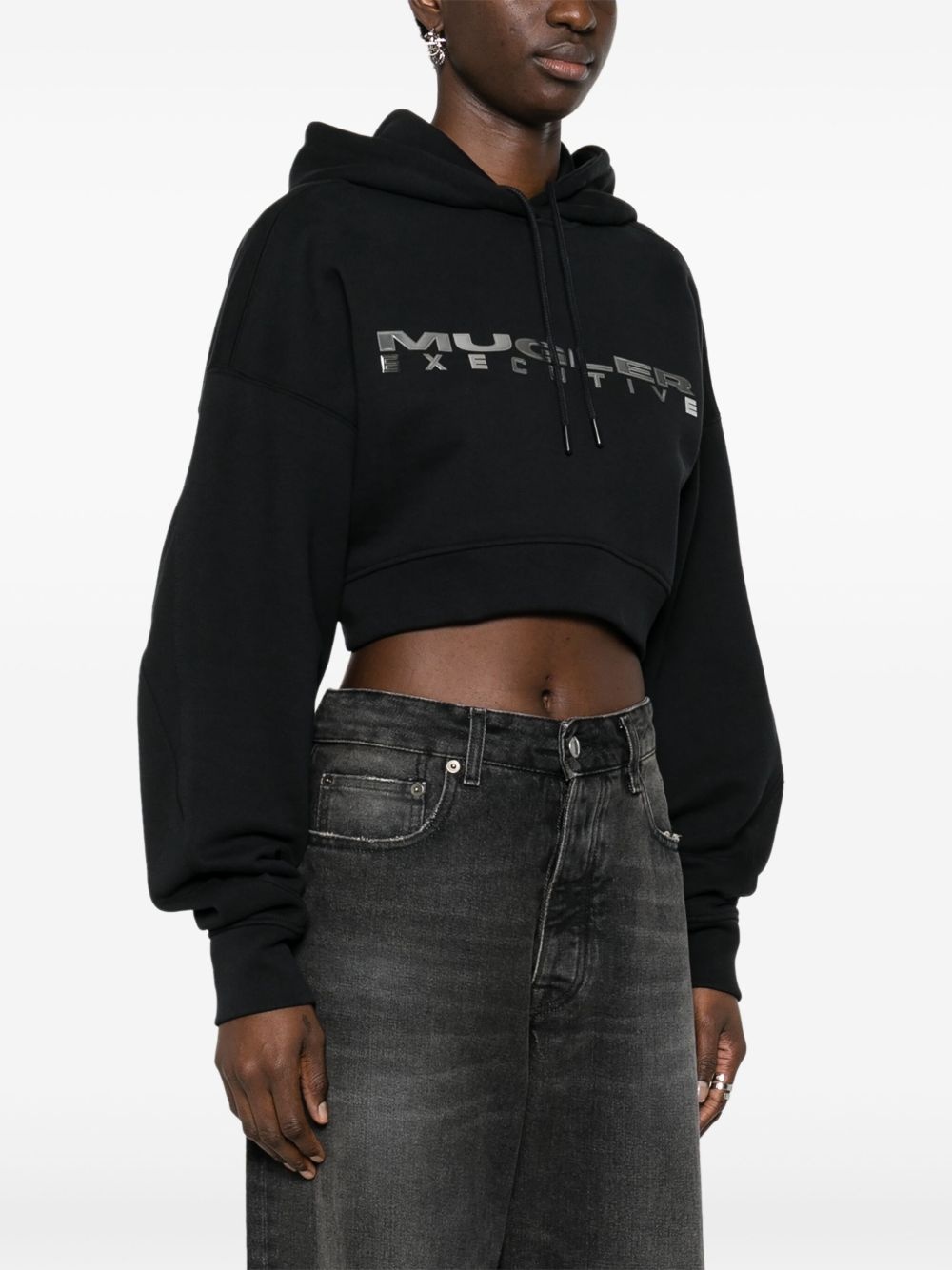 logo-appliqué cropped hoodie - 3