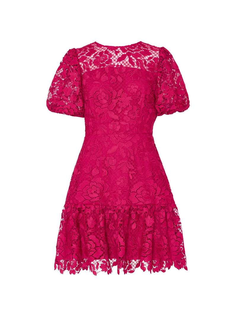 Women's Yasmin Floral Lace Fit & Flare Minidress - Raspberry 1