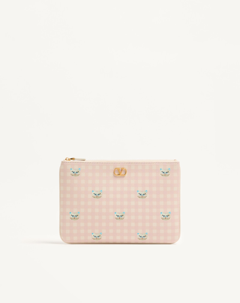 VLOGO SIGNATURE CLUTCH BAG IN LE CHAT DE LA MAISON GRAINY CALFSKIN 1