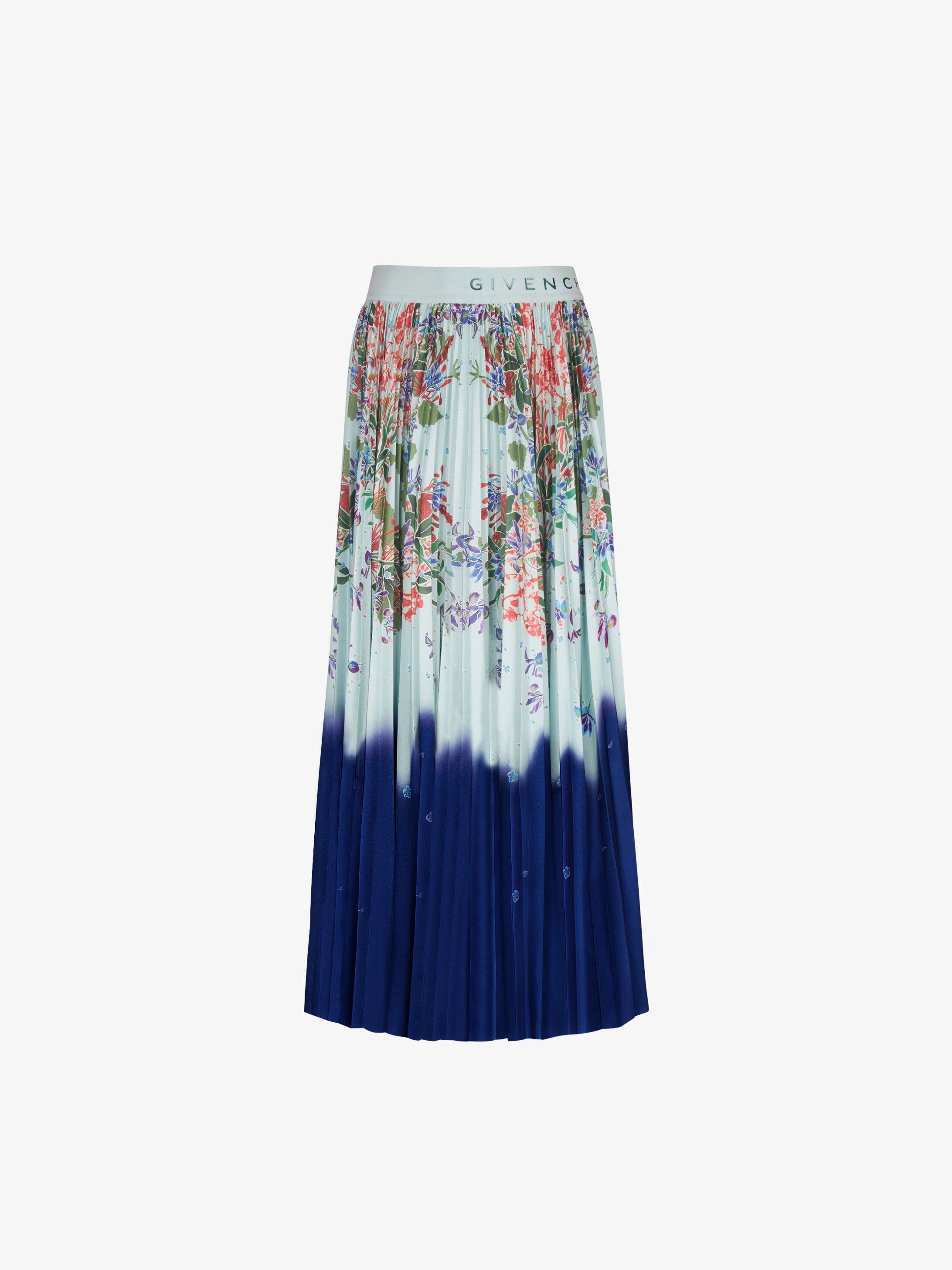 Pleated skirt in floral printed satin - 1