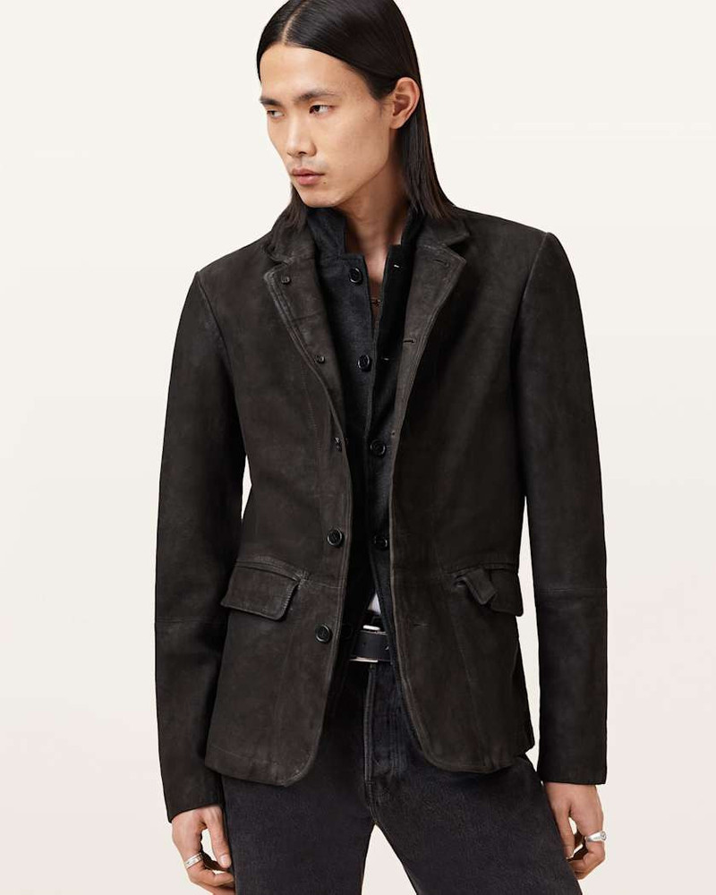 ALLSAINTS SURVEY DOUBLE LAYERED WAXED SUEDE BLAZER outlook