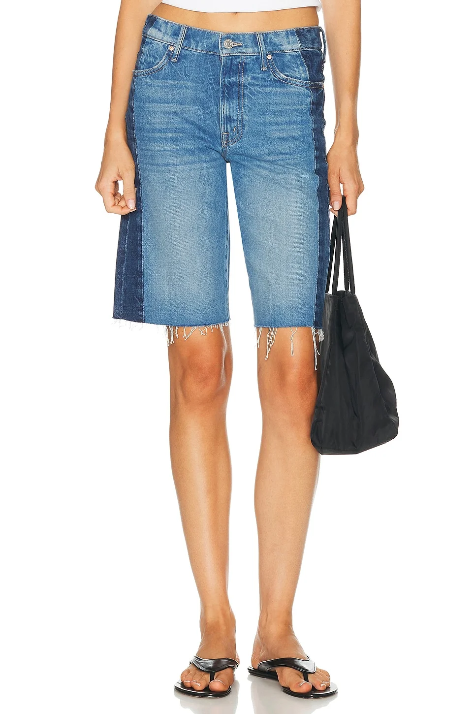 The Mid Rise Maven Bermuda Fray Shorts - 1