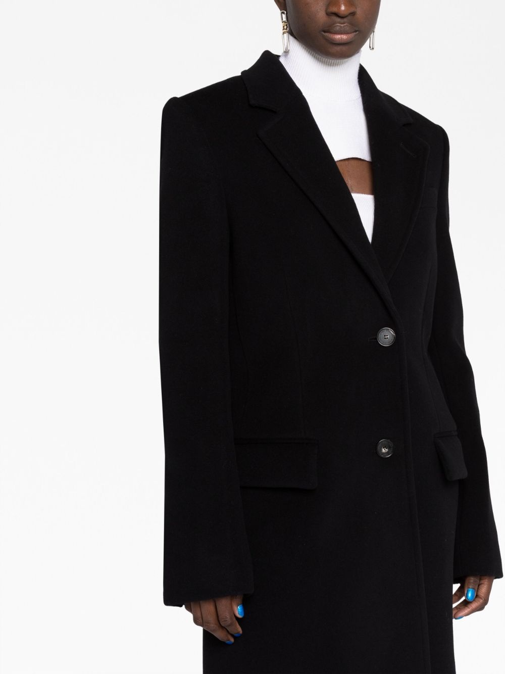 single-breasted wool coat - 3
