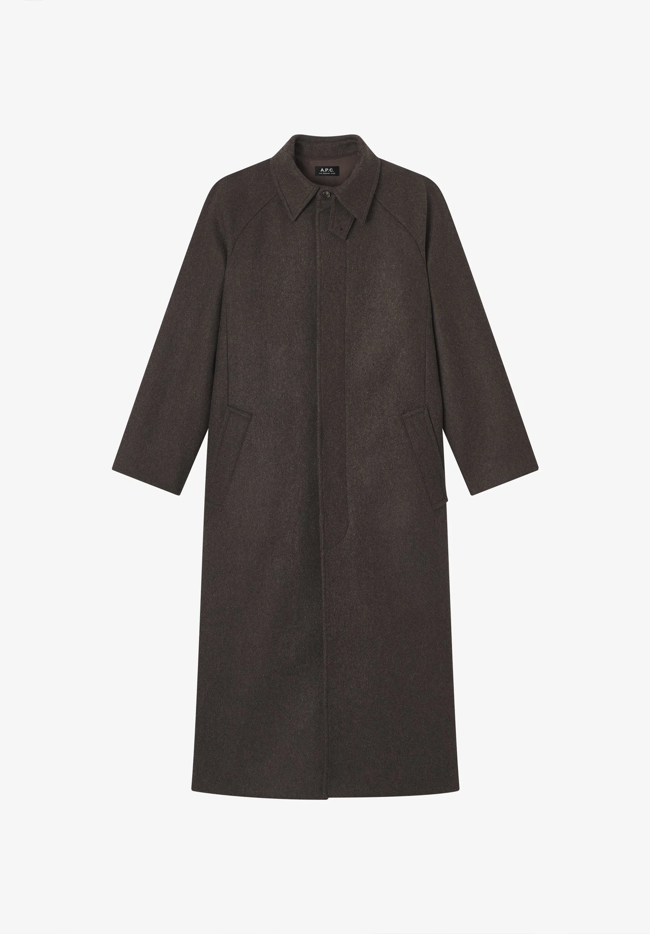 GAIA COAT - LOOSE-FIT HEATHER BROWN MAC IN RECYCLED WOOL - 1