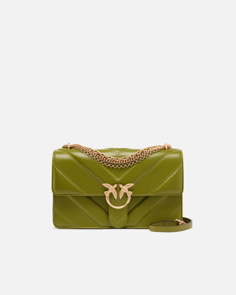 LOVE BAG ONE MEDIUM SHOULDER BAG IN CHEVRON LEATHER AND NAPPA WITH TRIPLE CHAIN 1