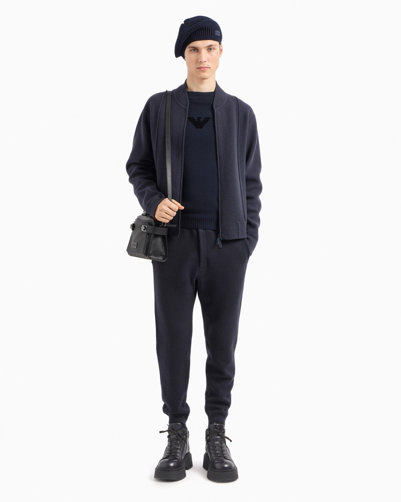 EMPORIO ARMANI ICON ZIPPED BLOUSON IN A VIRGIN-WOOL KNIT outlook