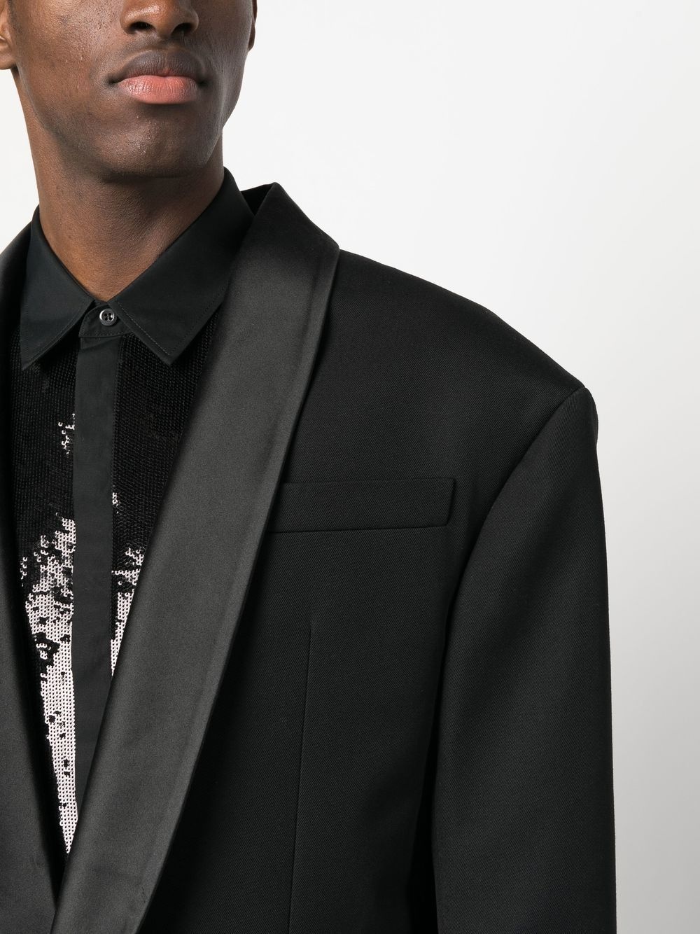 single-breasted tuxedo jacket - 5