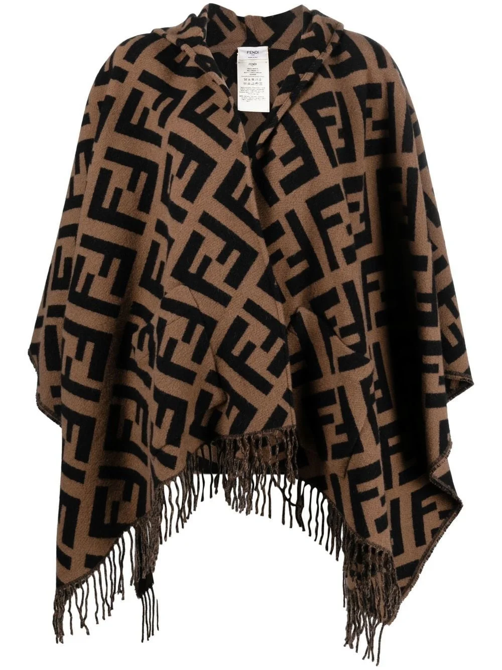 FF-jacquard cashmere poncho - 1