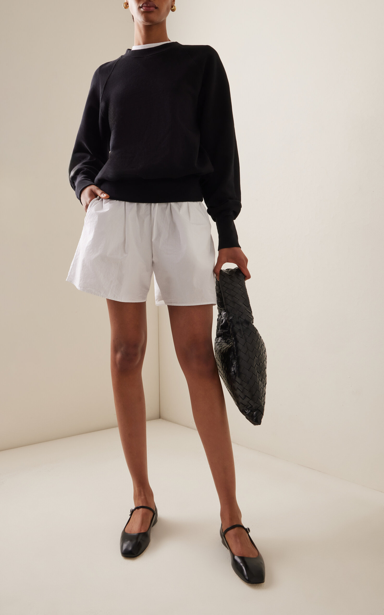 Linda Classic Raglan-Sleeve Cotton Sweatshirt black - 2