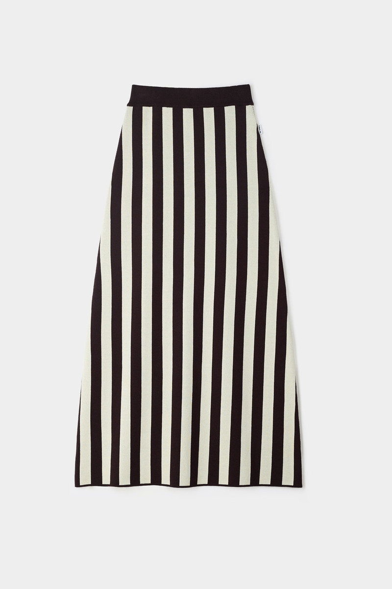 SUNNEI KNITTED LONG SKIRT / moka brown and cream stripes outlook