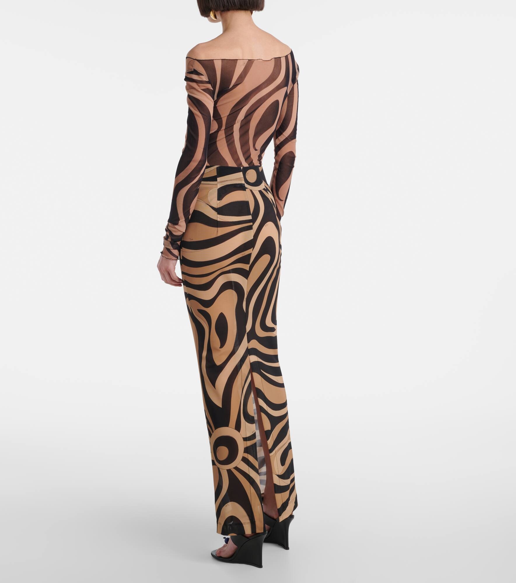 Printed semi-sheer maxi skirt - 3