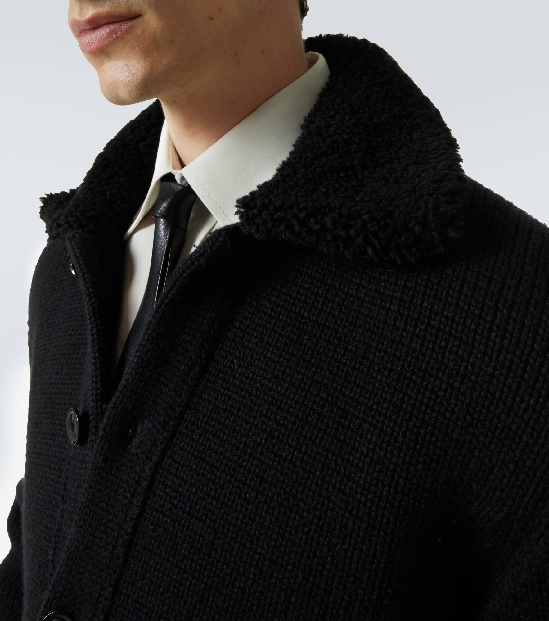 Shearling-trimmed cashmere cardigan - 7