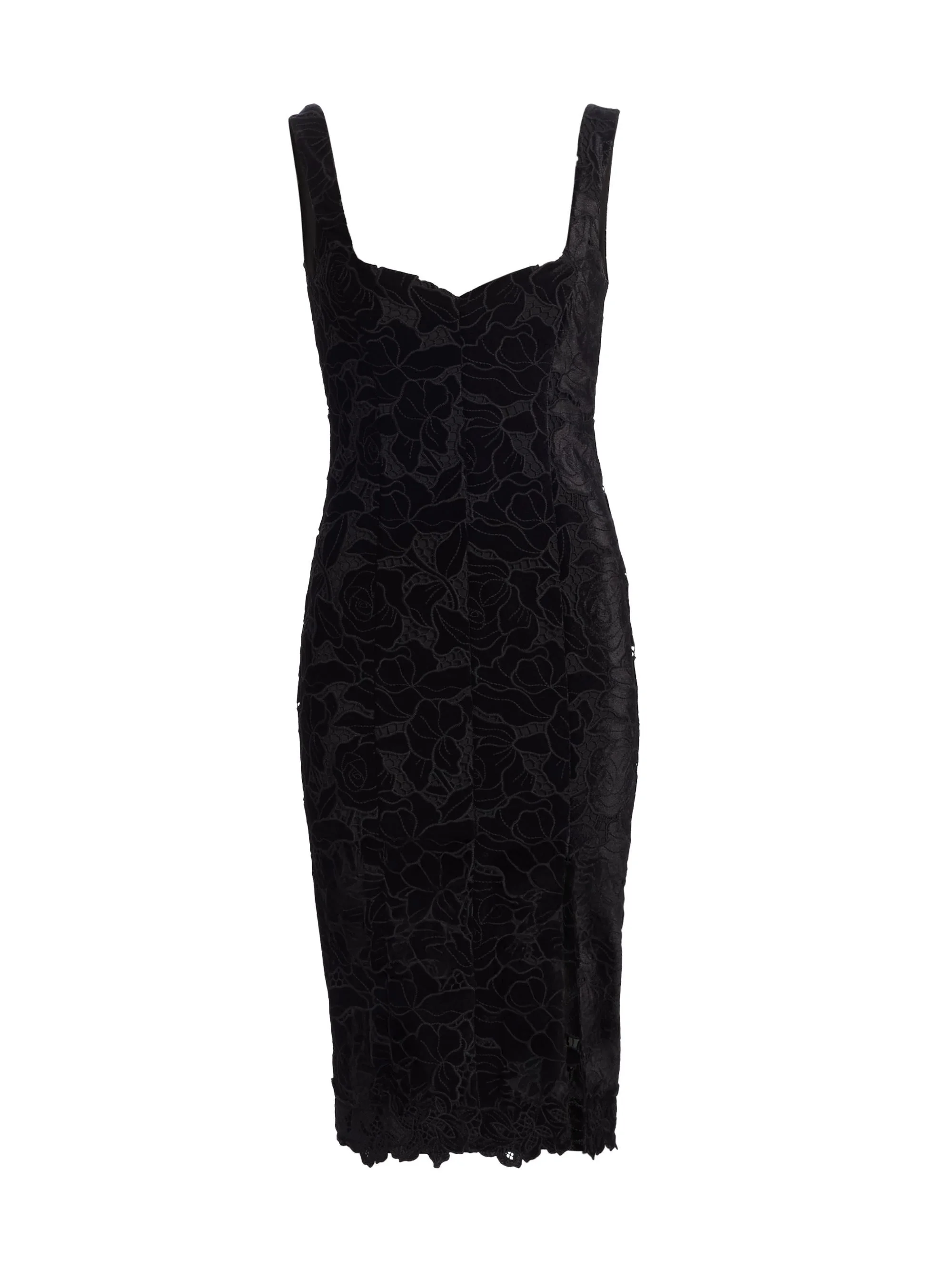 Women's Glinda Velvet Lace Knee-Length Dress - Black - 1
