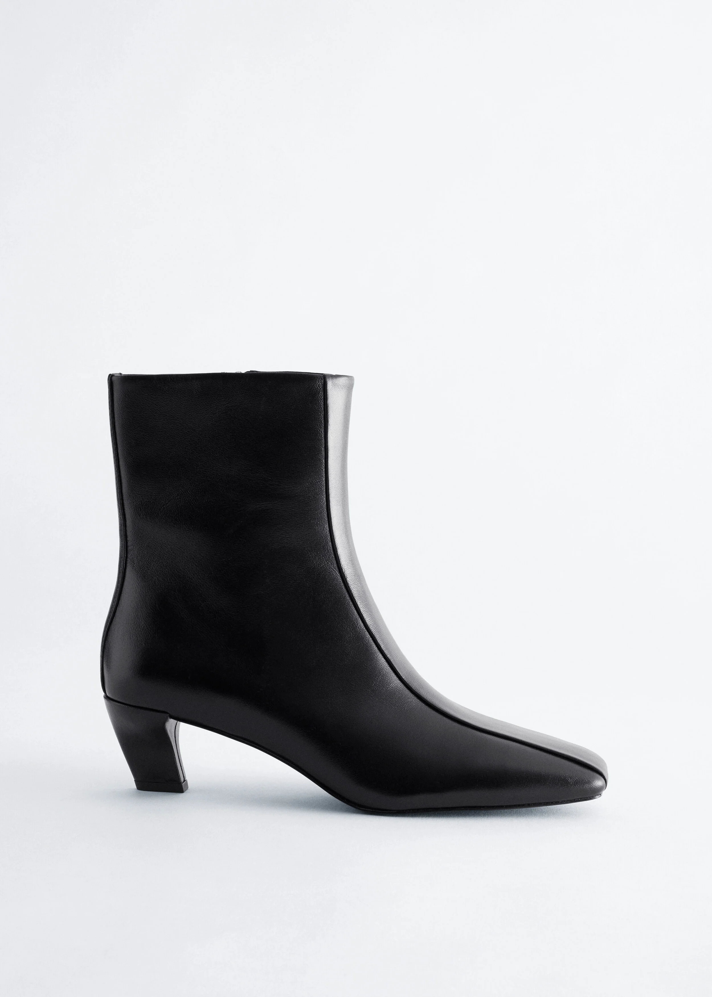 Kitten Heel Leather Ankle Boots - 1
