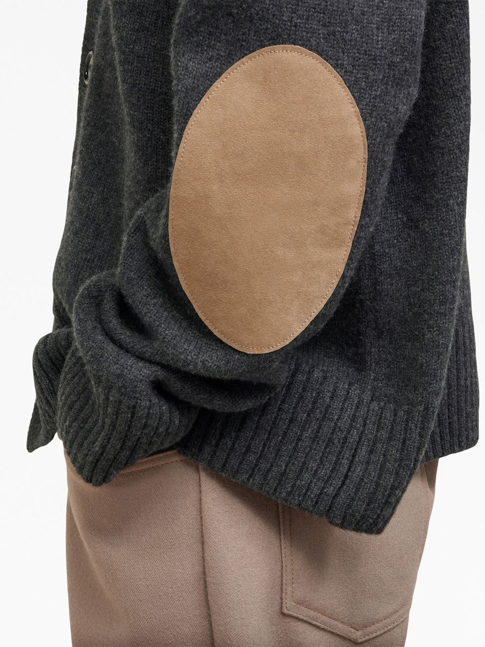 V-neck elbow patches cardigan - 6