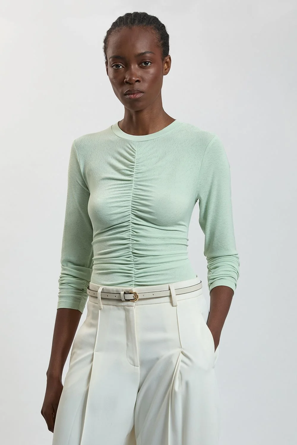 Crepe Jersey Ruche Front Top - 1