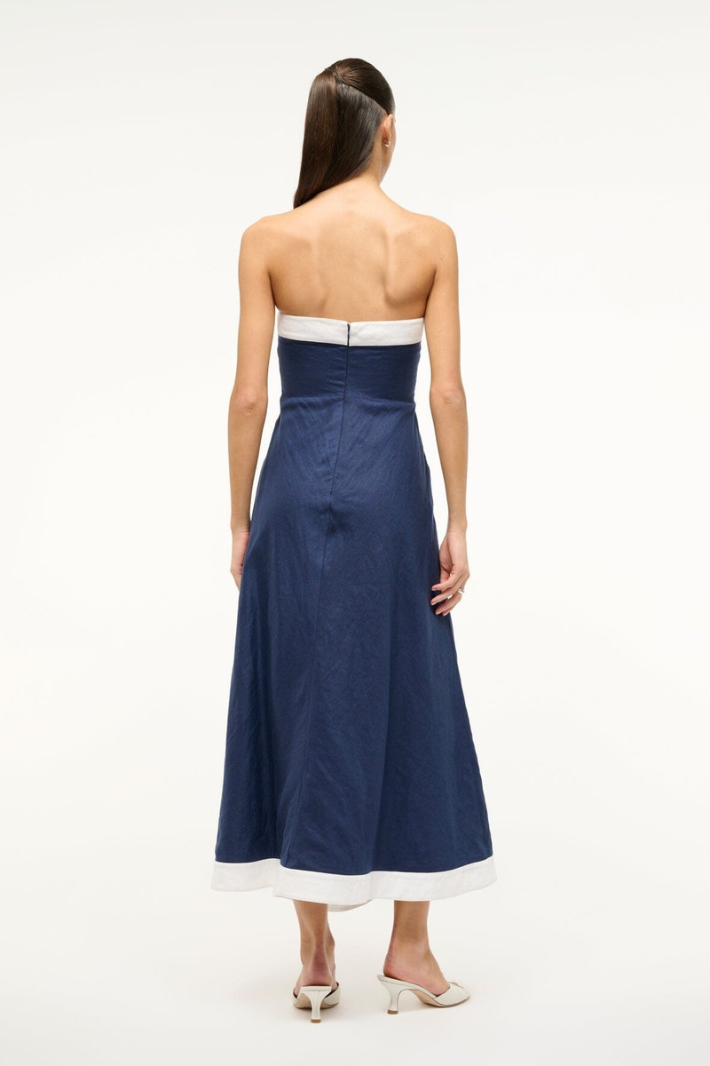 STAUD SIRANI DRESS NAVY WHITE 5